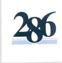 IL MARCHIO CONSISTE NELL INSIEME DI NUMERI 286 DA LEGGERSI NELLA SEQUELA DUE OTTO SEI E/O DUECENTOTTANTASEI, TUTTI ATTACCATI, SU UN UNICA MARCHIO CONSISTE NELL INSIEME DI NUMERI 286 DA LEGGERSI NELLA SEQUELA DUE OTTO SEI E/O DUECENTOTTANTASEI, TUTTI ATTACCATI, SU UN UNICA RIGA, CON RIELABORAZIONE DEL CARATTERE TIMES, APPOGGIATI IN sovrapposizione, NELLA PARTE INFERIORE, SU DUE FILETTI, DI LUNGHEZZA UGUALE FRA LORO MA SUPERIORE RISPETTO ALLA LUNGHEZZA DELLA PAROLA 286 E DEI QUALI QUELLO SUPERIORE E PIU SOTTILE E QUELLO INFERIORE E PIU GROSSO IL MARCHIO CONSISTE NELL INSIEME DI NUMERI 286 DA LEGGERSI NELLA SEQUELA DUE OTTO SEI E/O DUECENTOTTANTASEI, TUTTI ATTACCATI, SU UN UNICA