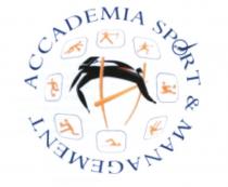 IL MARCHIO CONSISTE NELLA DICITURA ACCADEMIA SPORT MANAGEMENT DI FORMA CIRCOLARE BLUE,LA LETTERA O DELLA PAROLA SPORT E COSTITUITA MARCHIO CONSISTE NELLA DICITURA ACCADEMIA SPORT MANAGEMENT DI FORMA CIRCOLARE BLUE,LA LETTERA O DELLA PAROLA SPORT E COSTITUITA DAL LOGO DELLA NET WORKING.ALL INTERNO DEL CERCHIO FORMATO DALLA PAROLA ACCADEMIA SPORT E MANAGEMENT SONO RAFFIGURATI I SIMBOLI DI OTTO DISCIPLINE SPORTIVE OLIMPICHE IN COLORE ARANCIONE, QUESTI SIMBOLI SONO DISPOSTI IN MANIERA TALE DA FORMARE UN ULTERIORE CERCHIO, ALL INTERNO DEL QUALE E RAFFIGURATO UN MANAGER STILIZZATO, IN ABITO NERO, MENTRE COMPIE IL SALTO IN ALTO. IL MARCHIO CONSISTE NELLA DICITURA ACCADEMIA SPORT MANAGEMENT DI FORMA CIRCOLARE BLUE,LA LETTERA O DELLA PAROLA SPORT E COSTITUITA