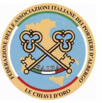 MARCHIO COSTITUITO DALLA DICITURA: FEDERAZIONE DELLE ASSOCIAZIONI ITALIANE DEI PORTIERI D ALBERGO LE CHIAVI D ORO RAFFIGURANTE UNO STEMMA DI FORMA CIRCOLARE, MARCHIO COSTITUITO DALLA DICITURA: FEDERAZIONE DELLE ASSOCIAZIONI ITALIANE DEI PORTIERI D ALBERGO LE CHIAVI D ORO RAFFIGURANTE UNO STEMMA DI FORMA CIRCOLARE, SUL PERIMETRO ESTERNO E RIPORTATA LA DENOMINAZIONE DEL MARCHIO DI CUI SOPRA. LO STEMMA HA AL SUO CENTRO UNA RAFFIGURAZIONE DELL ITALIA SULLA QUALE VENGONO SOVRAPPOSTE DUE CHIAVI INCROCIATE ALL INTERNO DELLE QUALI VI È SCRITTA L ABBREVIAZIONE DELLA FRASE F.A.I.P.A. SOPRA UN TRICOLORE DELLA BANDIERA ITALIANA, TUTTO SEMPRE, ALL INTERNO DI UN ULTERIORE CERCHIO, CON I COLORI DELLA BANDIERA ITALIANA. I COLORI UTILIZZATI PER LA PARTE ESTERNA SONO GIALLO ORO CON LA SCRITTA IN NERO, CERCHIO INTERNO SUCCESSIVO CON I COLORI DELLA BANDIERA ITALIANA, LA RAFFIGURAZIONE DELL ITALIA SU SFONDO AZZURRO, L ITALIA E LE CHIAVI IN GIALLO ORO, LA PARTE BASSA DELLE CHIAVI UNITA DA UNA CURVA CON I COLORI DELLA BANDIERA ITALIANA CON SU SCRITTA L ABBREVIAZIONE F.A.I.P.A. MARCHIO COSTITUITO DALLA DICITURA: FEDERAZIONE DELLE ASSOCIAZIONI ITALIANE DEI PORTIERI D ALBERGO LE CHIAVI D ORO RAFFIGURANTE UNO STEMMA DI FORMA CIRCOLARE