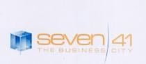 SEVEN 41 THE BUSINESS CITY MARCHIO FIGURATIVO COMPOSTO DA UN SIMBOLO SEGUITO DA UNA PAROLA O LOGO ACCOMPAGNATO A SUA SEVEN 41 THE BUSINESS CITY MARCHIO FIGURATIVO COMPOSTO DA UN SIMBOLO SEGUITO DA UNA PAROLA O LOGO ACCOMPAGNATO A SUA VOLTA DA UN NUMERO PRECEDUTO DA UNA LINEA CURVA. SIMBOLO RAFFIGURA UN CUBO SOSPESO DA TERRA DAI VALORI CROMATICI BLU/CIANO ATTI A SIMULARE L EFFETTO VETRO. IL LOGO E RAPPRESENTATO DALLA PAROLA SEVEN DI COLORE ARANCIO, DA UNA LINEA CURVA AZZURRA ED IL NUMERO 41 CON A SEGUIRE LA DICITURA THE BUSINESS CITY DI COLORE ARANCIO SEVEN 41 THE BUSINESS CITY MARCHIO FIGURATIVO COMPOSTO DA UN SIMBOLO SEGUITO DA UNA PAROLA O LOGO ACCOMPAGNATO A SUA
