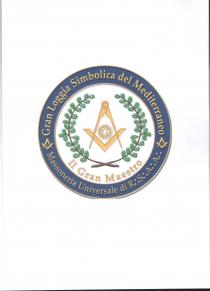 L EMBLEMA E SEGNO DISTINTIVO SI PRESENTA DI FORMA ROTONDA CON ALL ESTERNO DUE CERCHI CONCENTRICI CONTENENTI NELLA PARTE SUPERIORE LA SCRITTA L EMBLEMA E SEGNO DISTINTIVO SI PRESENTA DI FORMA ROTONDA CON ALL ESTERNO DUE CERCHI CONCENTRICI CONTENENTI NELLA PARTE SUPERIORE LA SCRITTA GRAN LOGGIA SIMBOLICA DEL MEDITERRANEO EVIDENZIATA IN SENSO ORARIO MENTRE NELLA PARTE INFERIORE E RIPORTATA LA SCRITTA MASSONERIA UNIVERSALE DI DI R:.S:.A:.A:. CHE CORRE IN SENSO ANTIORARIO. LE DUE SCRITTE SONO SEPARATE DA DUE PICCOLI SIMBOLI IDENTICI, POSTI L UNO A DESTRA E L ALTRO A SINISTRA ALL INTERNO DEI CERCHI CONCENTRICI, CHE RAFFIGURANO UN COMPASSO E UNA SQUADRA CHE SI INCROCIANO, ENTRAMBI DI COLORE DORATO, CHE RACCOLGONO UNA LETTERA G ANCH ESSA DI COLORE DORATO. AL CENTRO DEL LOGO E RAFFIGURATO SIMBOLO DI UN COMPASSO E UNA SQUADRA CHE SI INCROCIANO, ENTRAMBI DI COLORE DORATO, CHE RACCOLGONO LA LETTERA G IN UN ANELLO DI RAGGI, TUTTO DI COLORE DORATO, CHE INSISTE, SU SFONDO BIANCO. A SINISTRA E A DESTRA DI QUEST ULTIMO, SIMMETRICAMENTE, E RAFFIGUTRATO UN INCROCIO TRA DUE RAMETTI MARRONI CON FOGLIE VERDI CHE LASCIANO INTRAVEDERE LA LORO OMBRA SULLO SFONDO. INFINE, NELLA PARTE INFERIORE, INTERNAMENTE AI CERCHI CONCENTRICI ESTERNI, E RIPORTATA LA SCRITTA IL GRAN MAESTRO, ANCH ESSA DI COLORE DORATO CHE INSISTE SU SFONDO BIANCO. IL MARCHIO E FIGURATIVO A COLORI . L EMBLEMA E SEGNO DISTINTIVO SI PRESENTA DI FORMA ROTONDA CON ALL ESTERNO DUE CERCHI CONCENTRICI CONTENENTI NELLA PARTE SUPERIORE LA SCRITTA