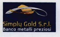 SFONDO BLU CON DUE METALLI CHE SI ABBRACCIANO CHE RAPPRESENTANO ORO E ARGENTO CON LA SCRITTA SIMPLY GOLD SRL IN SFONDO BLU CON DUE METALLI CHE SI ABBRACCIANO CHE RAPPRESENTANO ORO E ARGENTO CON LA SCRITTA SIMPLY GOLD SRL IN GIALLO E LA SCRITTA BANCO METALLI PREZIOSI IN BIANCO. MARCHIO FIGURATIVO A COLORI SFONDO BLU CON DUE METALLI CHE SI ABBRACCIANO CHE RAPPRESENTANO ORO E ARGENTO CON LA SCRITTA SIMPLY GOLD SRL IN