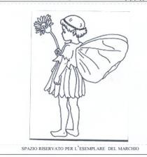 IL MARCHIO CONSISTE IN UN DISEGNO STILIZZATO DI UNA FATINA CON LE ALI DI FARFALLA, VISTA DI PROFILO CON IN MARCHIO CONSISTE IN UN DISEGNO STILIZZATO DI UNA FATINA CON LE ALI DI FARFALLA, VISTA DI PROFILO CON IN MANO UN FIORE SBOCCIATO, E UNA CORONCINA TRA I CAPELLI IL MARCHIO CONSISTE IN UN DISEGNO STILIZZATO DI UNA FATINA CON LE ALI DI FARFALLA, VISTA DI PROFILO CON IN
