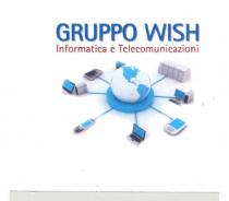 AL DI SOTTO DELLA DENOMINAZIONE GRUPPO WISH COLORE BLU ISTITUZIONALE E A CARATTERI CUBITALI TROVASI LA SCRITTA INFORMATICA E TELECOMUNICAZIONI AL DI SOTTO DELLA DENOMINAZIONE GRUPPO WISH COLORE BLU ISTITUZIONALE E A CARATTERI CUBITALI TROVASI LA SCRITTA INFORMATICA E TELECOMUNICAZIONI DI COLORE ROSSO VINACCIA TUTTO SOVRASTA LA PARTE FIGURATIVA COMPOSTA DA UN EMISFERO LATO AMERICHE DI COLORE AZZURRO E OCEANI DI COLORE BIANCO SU SUPPORTO SEMICILINDRICO E ATTORNIATO DA VARI COMPONENTI HARDWARE A QUESTO COLLEGATI CON UNA LINEA AZZURRA QUALI NELL ORDINE PARTENDO DAL COMPONENTE NELLA PARTE SUPERIORE SEMINASCOSTO DALL EMISFERO E RUOTANDO IN SENSO ORARIO TABLET CORNICE NERA E SCHERMO AZZURRO ARCHIVIO HARDWARE GRIGIO PERSONAL COMPUTER COMPOSTO DA MONITOR A SCHERMO AZZURRO E SUPPORTO E CORNICE GRIGIA TASTIERA NERA E GRIGIA MOUSE GRIGIO E TOWER CASE NERO IN FACCIATA E GRIGIO IL RESTO SMARTPHONE GRIGIO CON SCHERMO AZZURRO NOTEBOOK SCHERMO AZZURRO CORNICE E TASTIERA NERA IL RESTO GRIGIO TELEFONO CELLULARE GRIGIO CON SCHERMO AZZURRO E TASTIERA NERA TABLET CON PENNA E CORNICE NERA SCHERMO AZZURRO E TOWER CASE NERO IN FACCIATA E GRIGIO IL RESTO SCANNER GRIGIO AL DI SOTTO DELLA DENOMINAZIONE GRUPPO WISH COLORE BLU ISTITUZIONALE E A CARATTERI CUBITALI TROVASI LA SCRITTA INFORMATICA E TELECOMUNICAZIONI