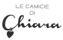 IL MARCHIO CONSISTE NELLA SCRITTA LE CAMICIE DI CHIARA RIPRODOTTA IN CARATTERI DI FANTASIA E POSTA SU TRE RIGHE, RISPETTIVAMENTE MARCHIO CONSISTE NELLA SCRITTA LE CAMICIE DI CHIARA RIPRODOTTA IN CARATTERI DI FANTASIA E POSTA SU TRE RIGHE, RISPETTIVAMENTE LA DICITURA LE CAMICIE SULLA PRIMA RIGA, LA DICITURA DI SULLA SECONDA RIGA E LA PAROLA CHIARA SULLA TERZA RIGA IN EVIDENZA. NELLA PARTE INFERIORE DELLA LETTERA C DELLA PAROLA CHIARA E PRESENTE UN ELEMENTO FIGURATIVO COSTITUITO DA UN CIONDOLO A FORMA DI CUORE A FONDO PIENO ATTACCATO ALLA LETTERA C CON UN ANELLINO CIRCOLARE, COME DA ESEMPLARE ALLEGATO. IL MARCHIO CONSISTE NELLA SCRITTA LE CAMICIE DI CHIARA RIPRODOTTA IN CARATTERI DI FANTASIA E POSTA SU TRE RIGHE, RISPETTIVAMENTE