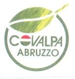CERCHIO LA CUI PARTE SUPERIORE E CHIUSA DA UNA FOGLIA E ALL INTERNO LA SCRITTA COVALPA ABRUZZO, IL TUTTO IN CERCHIO LA CUI PARTE SUPERIORE E CHIUSA DA UNA FOGLIA E ALL INTERNO LA SCRITTA COVALPA ABRUZZO, TUTTO IN COLORE VERDE SALVO LA LETTERA O DELLA PAROLA COVALPA CHE E RAPPRESENTATA DA DUE SEMICERCHI PIENI: IL SUPERIORE ROSSO E L INFERIORE VERDE SEPARATI DA UNO SPAZIO BIANCO.