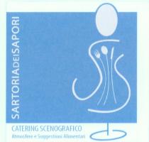 SARTORIA DEI SAPORI SCRITTA VERTICALE SULLA PARTE SINISTRA DEL LOGO, IN COLOR SABBIA . SU SFONDO DI COLORE AVIAZIONE:MANICHINO STILIZZATO ALL INTERNO SARTORIA DEI SAPORI SCRITTA VERTICALE SULLA PARTE SINISTRA DEL LOGO, IN COLOR SABBIA . SU SFONDO DI COLORE AVIAZIONE:MANICHINO STILIZZATO ALL INTERNO DEL QUALE SONO POSIZIONATI UNA FORCHETTA, UN CUCCHIAIO E UN COLTELLO IN QUESTA SEQUENZA DA SINISTRA A DESTRA, CON LA TESTA DEL MANICHINO DI COLORE SABBIA COME TUTTO CIO CHE APPARE ALL INTERNO DEL COLOR AVIAZIONE. MANICHINO E COLLOCATO NELLA PARTE DESTRA DEL LOGO. NELLO SPAZIO SOTTOSTANTE DI COLORE BIANCO E PRESENTE, NELLA PARTE SINISTRA, LA DICITURA DI COLOR AVIAZIONE COME SFONDO LOGO :CATERING SCENOGRAFICO ATMOSFERE E SUGGESTIONI ALIMENTARI. NELLA PARTE DESTRA E PRESENTE INVECE IL PIEDISTALLO DEL MANICHINO SEMPRE IN COLOR AVIAZIONE, STILIZZATO COME IL MANICHINO.