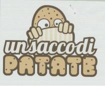 RAFFIGURA UNA MEZZA PATATA DI COLORE ECRU CON DEI PUNTINI NERI SULLA BUCCIA CON OCCHI BIANCHI E PUPILLE NERE CHE RAFFIGURA UNA MEZZA PATATA DI COLORE ECRU CON DEI PUNTINI NERI SULLA BUCCIA CON OCCHI BIANCHI E PUPILLE NERE CHE ESCE DA UN SACCHETTO DI CARTA A RIGHE VERTICALI DI COLORE ECRU CHIARO SULLA QUALE SI APPOGGIA CON DELLE MANI DI COLORE ECRU CHIARO. TUTTO SPORGE DA DIETRO LA SCRITTA IN BIANCO CON CONTORNI NERI UN SACCO DI POSTA SOPRA ALLA PAROLA PATATE DI COLORE ECRU CON DEI PUNTINI NERI. RAFFIGURA UNA MEZZA PATATA DI COLORE ECRU CON DEI PUNTINI NERI SULLA BUCCIA CON OCCHI BIANCHI E PUPILLE NERE CHE