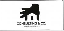 Consulting co. Simply Professional il marchio e formato dal simbolo e la scritta della societa il simbolo rappresenta una Consulting co. Simply Professional marchio e formato dal simbolo e la scritta della societa il simbolo rappresenta una casa tramite la figura di una mano. sotto il simbolo e posizionata la scritta consulting co. simply professional Consulting co. Simply Professional il marchio e formato dal simbolo e la scritta della societa il simbolo rappresenta una
