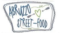 titolo: ABRUZZO STREET-FOOD Il marchio è rappresentato da una scritta a mano con caratteri maiuscoli sfalsata su due righe ABRUZZO STREET-FOOD titolo: ABRUZZO STREET-FOOD marchio è rappresentato da una scritta a mano con caratteri maiuscoli sfalsata su due righe ABRUZZO STREET-FOOD inquadrata da una forma rettangolare irregolare rappresentata da due tratti, uno interno semplice ed uno esterno sormontato su tutto il perimetro da piccoli archetti irregolari fatti a mano. All interno della forma, in alto, posta tra le due righe sulle quali poggia la scritta ABRUZZO STREET-FOOD è posto il disegno di un cuore irregolare preceduto sui due lati da due frecce riflesse di senso. il cuore e una delle due frecce sono sormontati da un ornamento a mò di parentesi. Lo stesso ornamento a mo di parentesi viene ripetuto in basso sotto la scritta STREET-FOOD. titolo: ABRUZZO STREET-FOOD