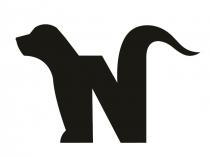 emblema di fantasia con silouette di cane