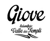 Giove-Salumificio valle dei Templi Il marchio consiste nella parola GIOVE di grandi dimensioni con la G di Giove maiuscola.Sotto la scritta Giove-Salumificio valle dei Templi marchio consiste nella parola GIOVE di grandi dimensioni con la G di Giove maiuscola.Sotto la scritta Giove ci sono le parole Salumificio Valle dei Templi che hanno le lettere iniziali maiuscole S di salumificio, V di valle e T di Templi. Sotto le parole Valle dei Templi c e un nastro grafico Giove-Salumificio valle dei TempliIl marchio consiste nella parola GIOVE di grandi dimensioni con la G di Giove maiuscola.Sotto la scritta