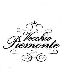 dicitura Vecchio Piemonte disposta su due righe, in caratteri di tipo corsivo minuscolo con lettere iniziali maiuscole ornate da volute; dicitura Vecchio Piemonte disposta su due righe, in caratteri di tipo corsivo minuscolo con lettere iniziali maiuscole ornate da volute; superiormente ed inferiormente ci sono due ornamenti costituiti, ognuno, da coppie di motivi a volute, opposti tra loro e simmetricamente uguali. dicitura Vecchio Piemonte disposta su due righe, in caratteri di tipo corsivo minuscolo con lettere iniziali maiuscole ornate da volute;