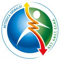 marchio è costituito da una figura circolare, a doppia bordatura, con al centro la stilizzazione di una figura umana, marchio è costituito da una figura circolare, a doppia bordatura, con al centro la stilizzazione di una figura umana, con braccia e gambe divaricate, attraversata da una linea curva irregolare, che parte dal braccio destro, fino alla gamba sinistra della figura, e termina con una freccia da entrambi i lati, all esterno del primo bordo. Intorno alla stessa figura circolare, tra le due circonferenze, a sinistra si nota la dicitura METODICA GRIMALDI e a destra le sigle A.S.T. A.M.S.T. E.C.M.A. . Tutte le scritte sono in carattere stampatello maiuscolo fantasia. Il marchio è costituito da una figura circolare, a doppia bordatura, con al centro la stilizzazione di una figura umana