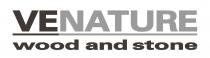 marchio figurativo consiste in una impronta su sfondo bianco raffigurante la dicitura VENATURE, dove il segmento iniziale VE è marchio figurativo consiste in una impronta su sfondo bianco raffigurante la dicitura VENATURE, dove il segmento iniziale VE è di colore nero e il successivo segmento NATURE è di colore grigio, al di sotto della quale è posta una linea continua il cui segmento iniziale è di colore nero e il successivo segmento è di colore grigio, al di sotto della quale è posta l espressione wood and stone in traduzione legno e pietra di colore nero. Il marchio figurativo consiste in una impronta su sfondo bianco raffigurante la dicitura VENATURE, dove il segmento iniziale VE è