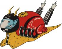 marchio consiste nel disegno di una chiocciolina stilizzata, dotata di casco da motociclista con antennine a saetta, guscio a marchio consiste nel disegno di una chiocciolina stilizzata, dotata di casco da motociclista con antennine a saetta, guscio a forma di serbatoio carburante, collettori e tubi di scarico posteriori. Il tutto in qualsiasi dimensione. Il marchio consiste nel disegno di una chiocciolina stilizzata, dotata di casco da motociclista con antennine a saetta, guscio a