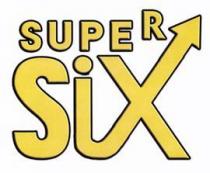 SUPER SIX - è costituito dalla dicitura Supersix scritta su due piani paralleli. In particolare Super è scritta in caratteri SUPER SIX - è costituito dalla dicitura Supersix scritta su due piani paralleli. In particolare Super è scritta in caratteri stampatello maiuscolo con la caratteristica della lettera R posizionata più in alto rispetto alle altre, Six è scritta più sotto ed in caratteri speciali, la lettera I è unita alla X che termina nella parte superiore e all altezza della lettera R con una freccia. la dicitura ora descritta è in caratteri scuri-figurativo SUPER SIX - è costituito dalla dicitura Supersix scritta su due piani paralleli. In particolare Super è scritta in caratteri