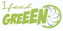 logotipo è composto da due parti descrittive. La prima in corsivo, font di fantasia, di colore verde consiste nel logotipo è composto da due parti descrittive. La prima in corsivo, font di fantasia, di colore verde consiste nel testo I feel mi sento, allineato a sinistra e posizionato nella parte superiore del logotipo. Sotto a questa, con un carattere font di fantasia in stampatello maiuscolo e in grassetto è presente la parola greeen con tre e . Le lettere della parola hanno la caratteristica di essere crescenti da sinistra verso destra, g piu piccola fino alla lettera n finale più grande delle altre . Il pittogramma, ovvero la parte simbolica del marchio è composta da un semicerchio sul lato sinistro che si incastra alla lettera n della parola greeen, sul lato destro del logotipo, il cui contorno è di colore verde. Come a simboleggiare una ruota, questo presenta dei raggi la cui curva parte dal piccolo cerchio interno di colore pieno verde, centrato rispetto al semicerchio. I raggi sono cinque e ognuno presenta una curva che parte dal basso verso l alto e si piega sul lato sinistro, il colore dei raggi si alternano con i colori verde e celeste; dal basso il primo è celeste, il secondo verde, il terzo celeste, in quarto verde e il quinto celeste, che tocca nella parte alta della n della parola greeen. Il logotipo è composto da due parti descrittive. La prima in corsivo, font di fantasia, di colore verde consiste nel