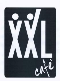 XXL cafè Il logo è composto da un rettangolo, posto in verticale, che inscrive le scritte XXL in maiuscolo e cafe XXL cafè logo è composto da un rettangolo, posto in verticale, che inscrive le scritte XXL in maiuscolo e cafe in minuscolo corsivo. Nella parte superiore vi è la scritta XXL che occupa circa tre quarti del marchio, caratterizzata nel seguente modo: la prima X ha un pallino posto sopra di essa, tra le due stanghette superiori della lettera; la seconda X ha la stanghetta destra superiore allungata verso l alto rispetto all altra e ha un pallino posto tra esse; segue la lettera L . La scritta cafe occupa la parte a destra in basso del marchio ed è inclinata di circa 30 gradi dal basso a sinistra verso l alto a destra . XXL cafè