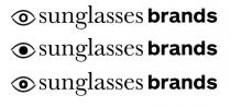 marchio consiste nella dicitura sunglasses brands di cui la parola sunglasses è scritta con font baskerville No. 2 mentre marchio consiste nella dicitura sunglasses brands di cui la parola sunglasses è scritta con font baskerville No. 2 mentre la parola brands con font helvetica neue medium. Tale dicitura è ripetuta per tre volte, in maniera identica, su tre livelli discendenti. Sulla sinistra di ciascuna dicitura è riportata la figura stilizzata di un occhio umano la cui pupilla è rappresentata, rispettivamente dall alto verso il basso, con un cerchio, con un cerchio pieno, con un cerchio semipieno. Il marchio consiste nella dicitura sunglasses brands di cui la parola sunglasses è scritta con font baskerville No. 2 mentre