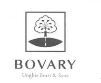 BOVARY UNGHIE FORTI E SANE il marchio e composto dalla stilizzazione di tre elementi che rappresentano; un unghia vista laterale con BOVARY UNGHIE FORTI E SANE marchio e composto dalla stilizzazione di tre elementi che rappresentano; un unghia vista laterale con sopra la rappresentazione di un pennello per smalto il quale termina con la rappresentazione di un albero stilizzato, il tutto racchiuso in un riquadro. al di sotto del riquadro e rappresentata la scritta bovary sotto la quale e presente la dicitura unghie forti e sane . il marchio puo essere riprodotto in qualsiasi colore o combinazione di colori o combinazione tra l elemento riquadro e i testi sopra descritti. BOVARY UNGHIE FORTI E SANE il marchio e composto dalla stilizzazione di tre elementi che rappresentano; un unghia vista laterale con