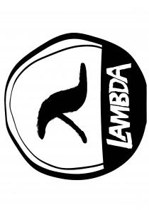IL MARCHIO CONSISTE IN UNA LAMBDA LETTERA GRECA STILIZZATA E DISEGNATA A MANO DI COLORE NERO, AVENTE INTORNO DUE CERCHI MARCHIO CONSISTE IN UNA LAMBDA LETTERA GRECA STILIZZATA E DISEGNATA A MANO DI COLORE NERO, AVENTE INTORNO DUE CERCHI DI COLORE NERO, TUTTO LO SFONDO E DI COLORE BIANCO. SOTTO DI ESSA SI TROVA LA SCRITTA LAMBDA DI COLORE BIANCO IN CARATTERE MAIUSCOLO. LO SFONDO DELLA SCRITTA E DI COLORE NERO. IL MARCHIO CONSISTE IN UNA LAMBDA LETTERA GRECA STILIZZATA E DISEGNATA A MANO DI COLORE NERO, AVENTE INTORNO DUE CERCHI