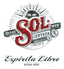 SOL DESDE 1899 CERVEZA ORIGINAL DE MEXICO Espiritu Libre