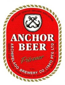 ANCHOR BEER Pilsener ARCHIPELAGO BREWERY CO (1941) PTE LTD