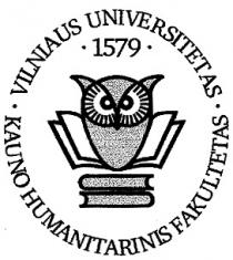 VILNIAUS UNIVERSITETAS KAUNO HUMANITARINIS FAKULTETAS 1579