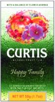 WITH A BALANCE OF FLOWER AROMAS CURTIS HERBAL FRUIT TEA HAPPY FAMILY 25 DOUBLE CHAMBER TEA BAGS WITH TAGS IN FOIL SACHETS NET WT 50G (1.7 OZ)