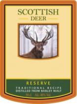 SCOTTISH DEER RESERVE TRADITIONAL RECIPE DISTILLED FROM BARLEY MALT