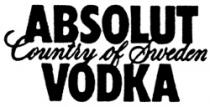 ABSOLUT VODKA COUNTRY OF SWEDEN