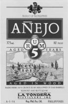 ANEJO AGED RUM 5 YEARS AGED IN WOOD LA TONDENA