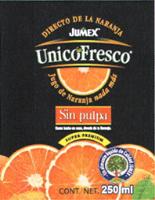 DIRECTO DE LA NARANJA JUMEX UNICOFRESCO COMO HECHO EN CASA; DIRECTO DE LA NARANJA. UN ALIMENTO LÍQUIDO DE CALIDAD JUMEX