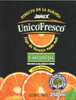 DIRECTO DE LA NARANJA JUMEX UNICOFRESCO COMO HECHO EN CASA; DIRECTO DE LA NARANJA. UN ALIMENTO LÍQUIDO DE CALIDAD JUMEX