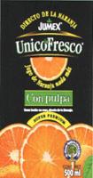 DIRECTO DE LA NARANJA JUMEX UNICOFRESCO COMO HECHO EN CASA; DIRECTO DE LA NARANJA. UN ALIMENTO LÍQUIDO DE CALIDAD JUMEX