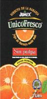 DIRECTO DE LA NARANJA JUMEX UNICOFRESCO COMO HECHO EN CASA; DIRECTO DE LA NARANJA. UN ALIMENTO LÍQUIDO DE CALIDAD JUMEX