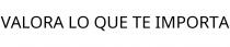 VALORA LO QUE TE IMPORTA