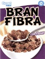 GREAT VALUE GREAT VALUE 100 SATISFACCIÓN O LA DEVOLUCIÓN DE TU DINERO BRAN FIBRA CON PASAS