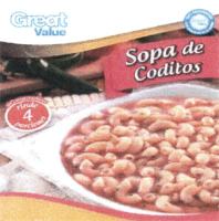 GREAT VALUE SOPA DE CODITOS GREAT VALUE 100 SATISFACCIÓN O LA DEVOLUCIÓN DE TU DINERO