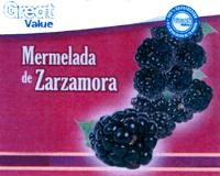 GREAT VALUE GREAT VALUE 100 SATISFACCIÓN O LA DEVOLUCIÓN DE TU DINERO MERMELADA DE ZARZAMORA