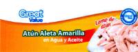 GREAT VALUE GREAT VALUE 100 SATISFACCIÓN O LA DEVOLUCIÓN DE TU DINERO ATÚN ALETA AMARILLA EN AGUA Y ACEITE