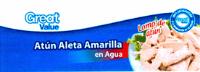 GREAT VALUE GREAT VALUE 100 SATISFACCIÓN O LA DEVOLUCIÓN DE TU DINERO ATÚN ALETA AMARILLA EN AGUA
