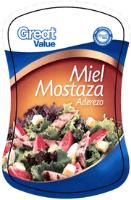 GREAT VALUE GREAT VALUE 100 SATISFACCIÓN O LA DEVOLUCIÓN DE TU DINERO MIEL MOSTAZA ADEREZO
