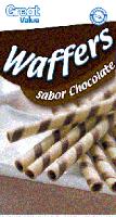 GREAT VALUE GREAT VALUE 100 SATISFACCIÓN O LA DEVOLUCIÓN DE TU DINERO WAFFERS SABOR CHOCOLATE