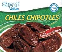 GREAT VALUE GREAT VALUE 100 SATISFACCIÓN O LA DEVOLUCIÓN DE TU DINERO CHILES CHIPOTLES