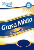 GREAT VALUE GREAT VALUE 100 SATISFACCIÓN O LA DEVOLUCIÓN DE TU DINERO GRASA MIXTA COMESTIBLE