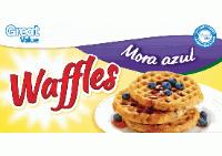 GREAT VALUE GREAT VALUE 100 SATISFACCIÓN O LA DEVOLUCIÓN DE TU DINERO WAFFLES MORA AZUL