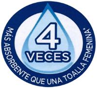 4 VECES MÁS ABSORBENTE QUE UNA TOALLA FEMENINA