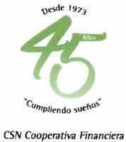 DESDE 1973 45 AÑOS CUMPLIENDO SUEÑOS CSN COOPERATIVA FINANCIERA.